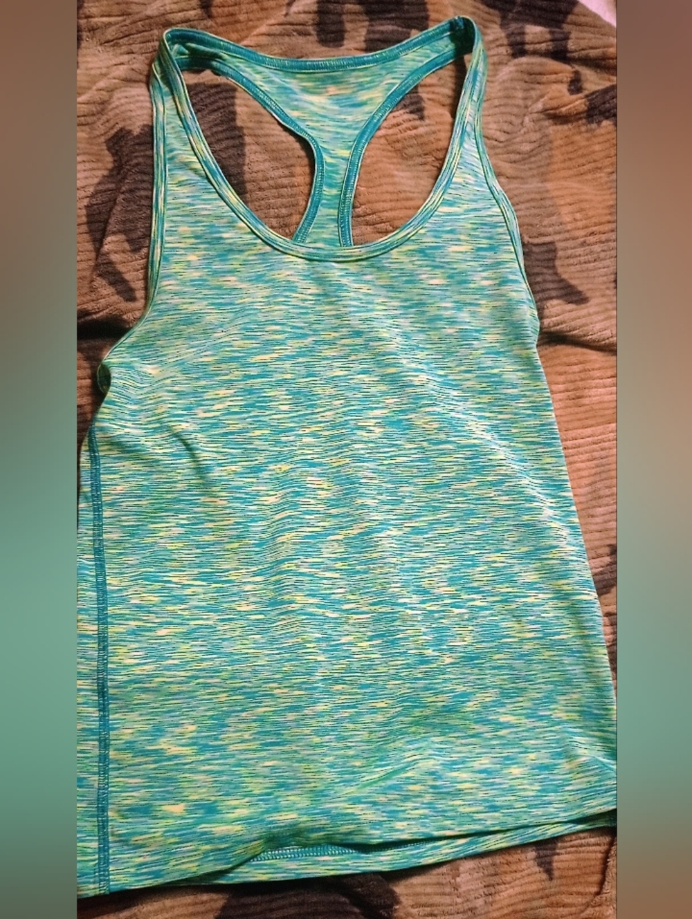 Women's Racerback Workout Tank Top - Teal Green Space-Dye